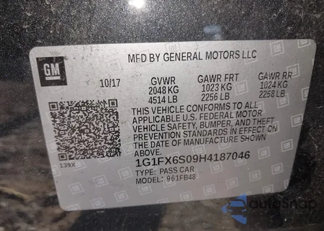 2017 Chevrolet Bolt Ev Premier from USA, damaged, VIN 1G1FX6S09H4187046